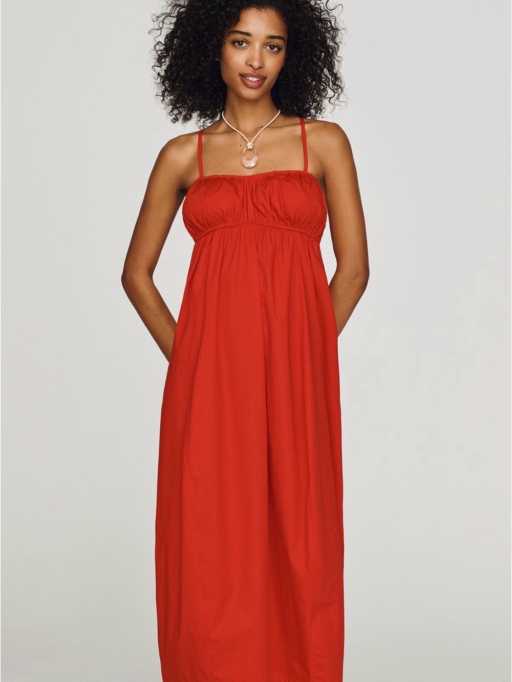 Anthropologie Maeve 100% Cotton Barrel Midi Dress XS Warm Red